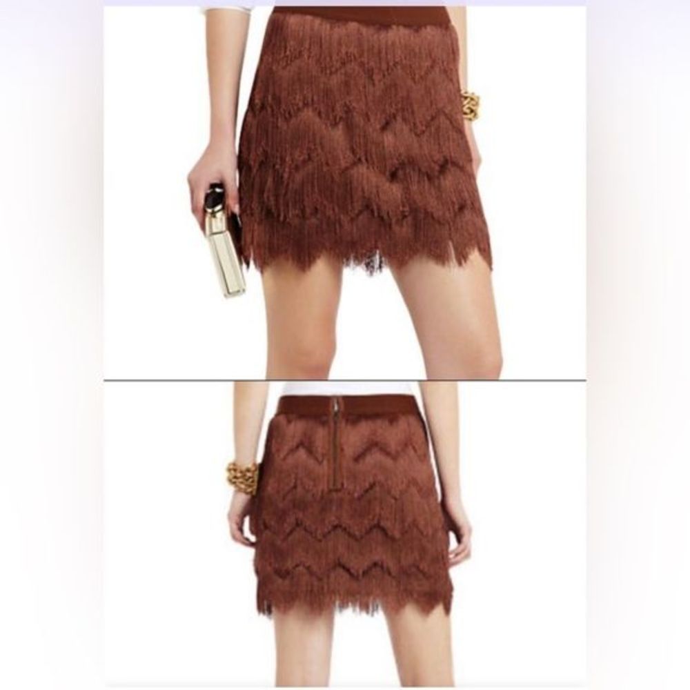 BCBGMAXAZRIA SMODIE CROCHET FRINGE MINI SKIRT Small